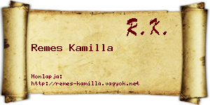 Remes Kamilla névjegykártya
